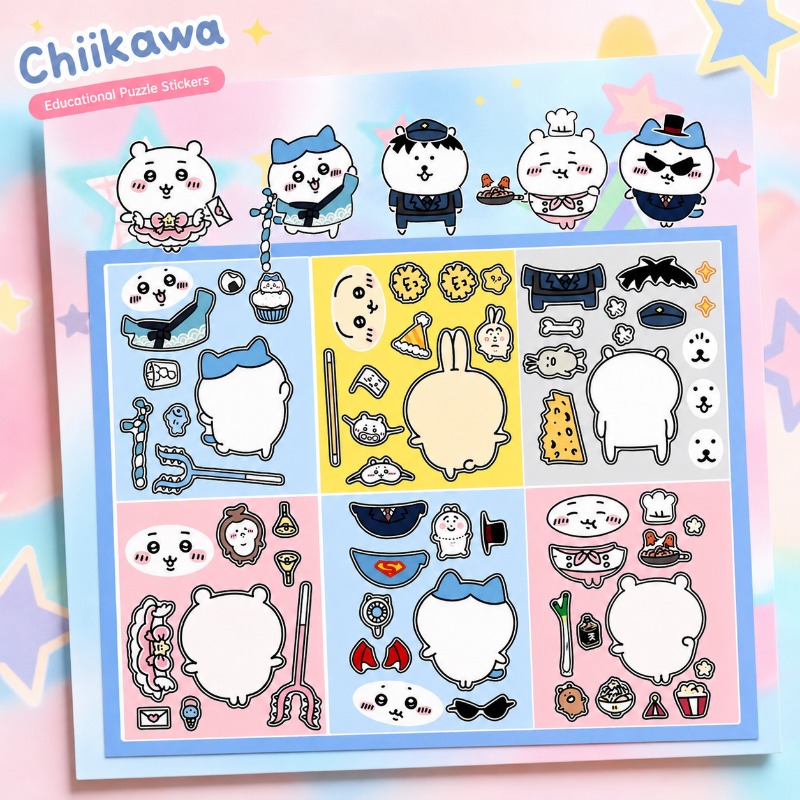 Kids Education Learn Tv - Stiker Puzzle Edukasi Anime Chiikawa Perekat