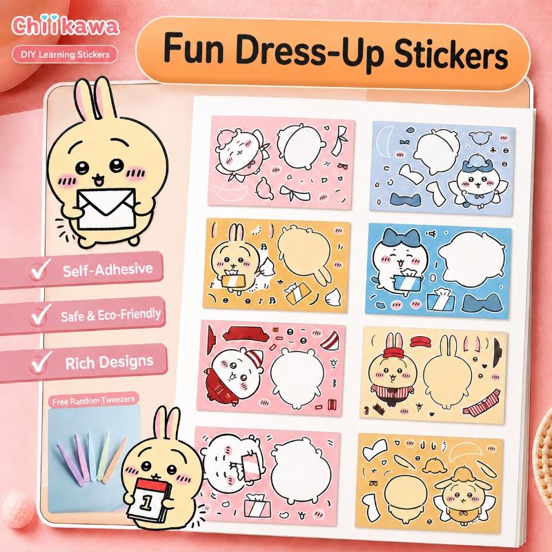 Kids Education Learn Tv - Stiker Puzzle Edukasi Chiikawa Kawaii Perekat