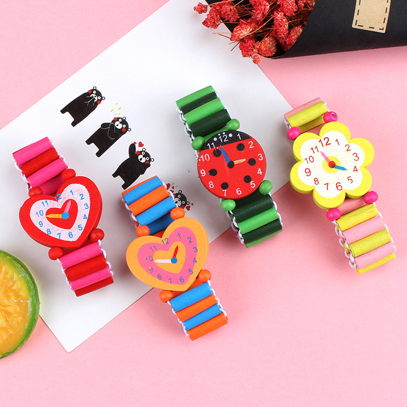 Kids Educational Watch - 3 Buah/Lot Jam Tangan Kayu Jam