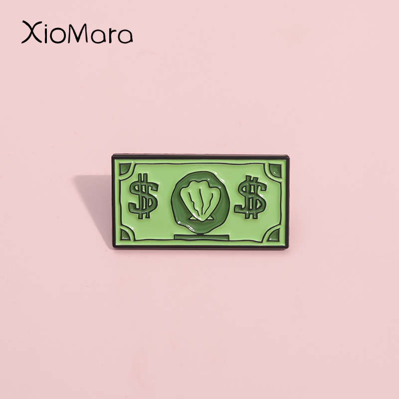 Kids Education Money - Green USD lambang Enamel Pin kustom