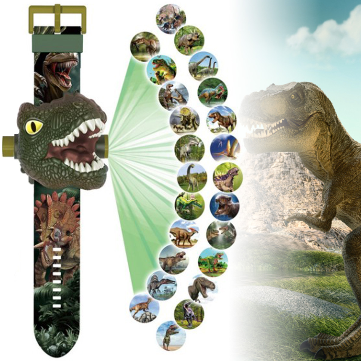Jam Tangan Proyeksi Dinosaurus - Kids Educational Watch ulasan dan harga