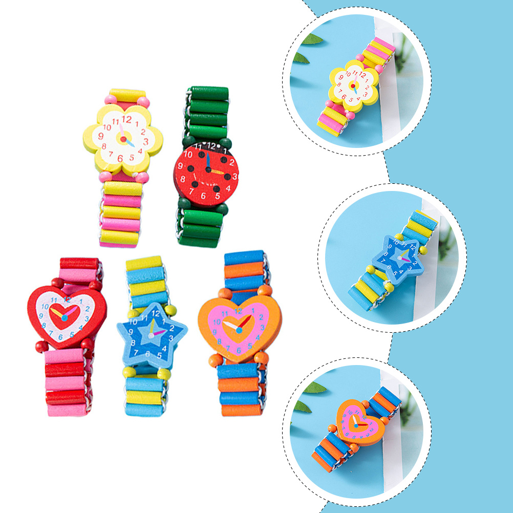 5 Buah Jam Tangan Kayu Gelang  - Kids Educational Watch ulasan dan harga