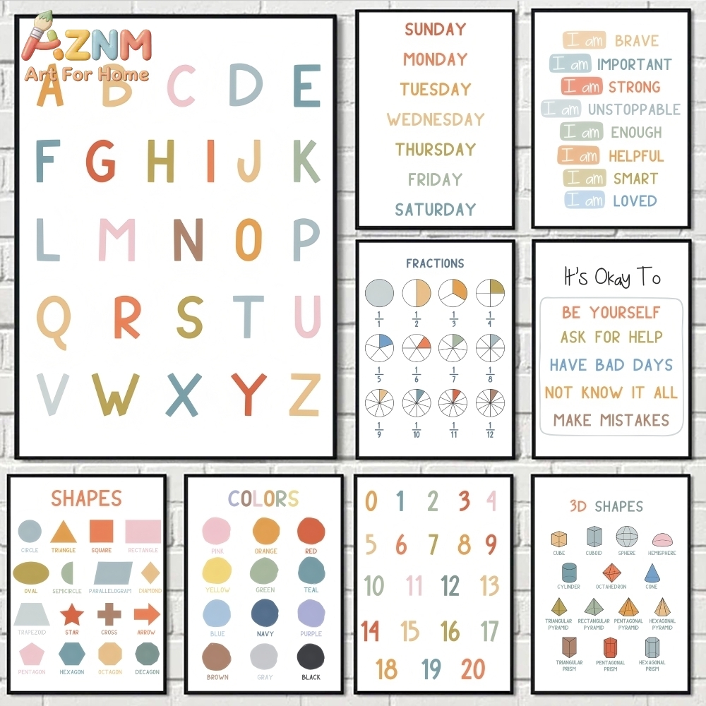 AZNM Seni Dinding Kanvas Tanpa - Kids Education Number ulasan dan harga